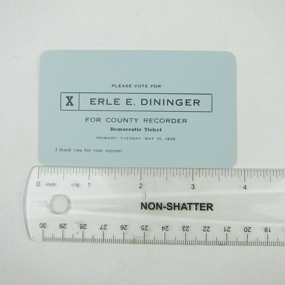 Political Campaign Election Card Darke County Ohio Erle Dininger Vintage 1932 - Picture 11 of 12